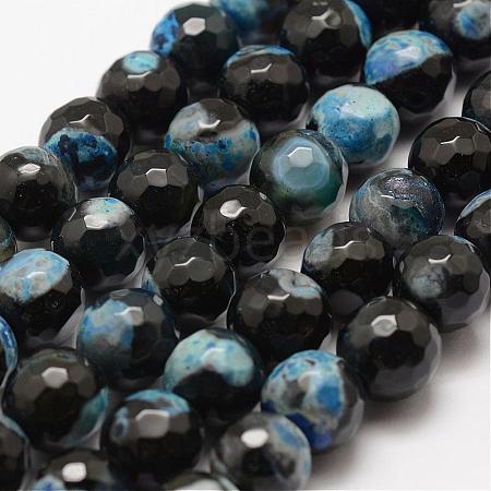 Faceted Natural Fire Crackle Agate Beads Strands G-F447-10mm-A14-1