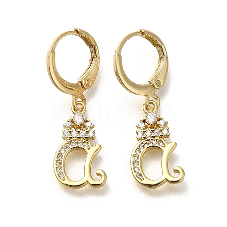 Brass Clear Cubic Zirconia Hoop Earrings EJEW-M045-01A-1