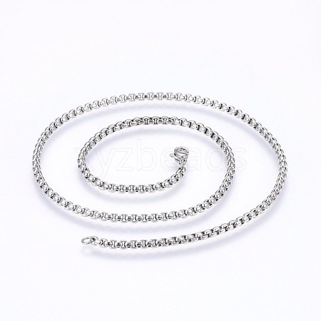 Non-Tarnish 304 Stainless Steel Box Chain Necklaces NJEW-F227-09P-08-1