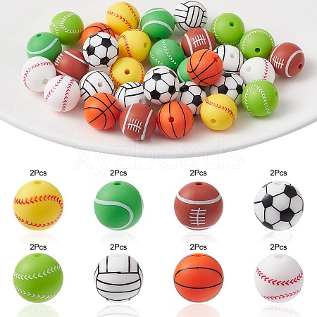 Ball Style Food Grade Eco-Friendly Silicone Focal Beads SIL-YW0001-10-1