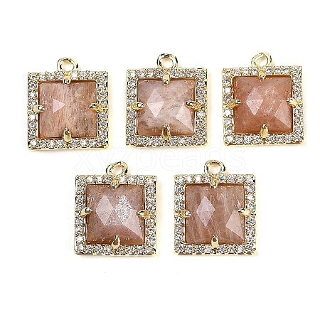 Natural Sunstone Faceted Square Charms G-I375-06G-06-1