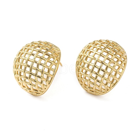 Rack Plating Brass Hollow Dome Stud Earrings for Women EJEW-Z019-18G-1