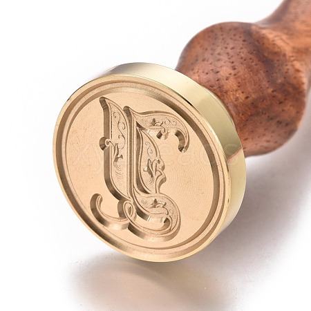 Brass Retro Initials Wax Sealing Stamp AJEW-F046-03H-1