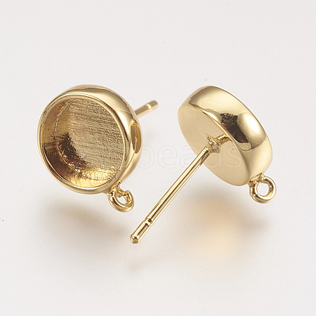 Brass Ear Stud Findings X-KK-P146-09G-8mm-1