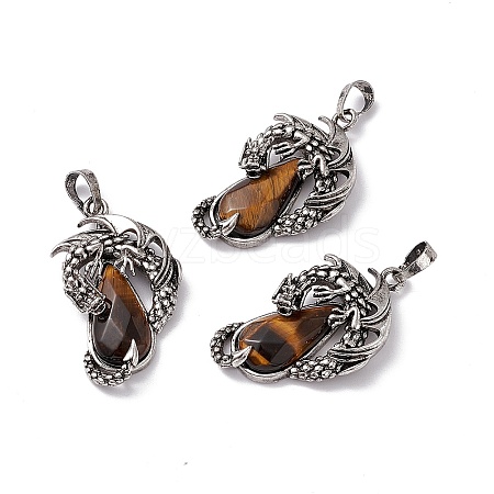 Natural Tiger Eye Pendants G-H281-06F-1