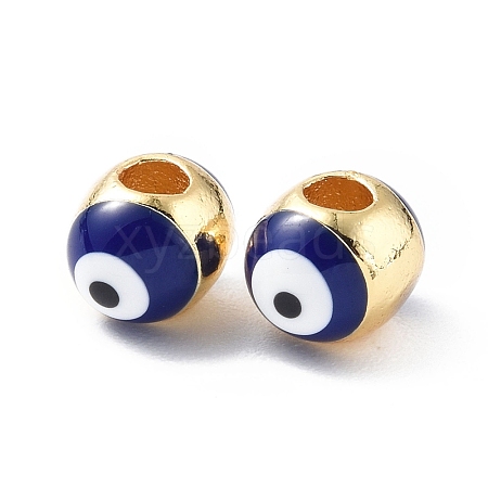 Evil Eyes Brass Enamel Beads KK-F845-15G-03-1