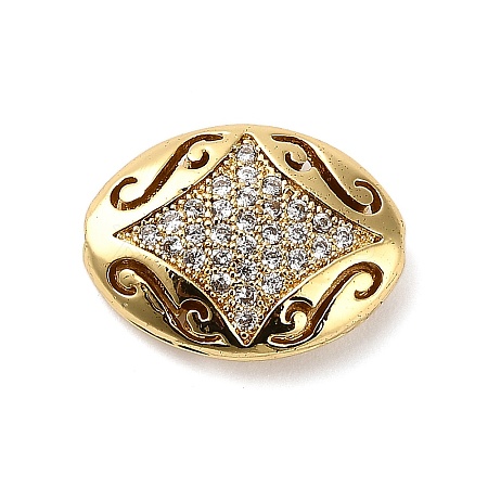 Brass Micro Pave Cubic Zirconia Beads KK-L229-025G-1