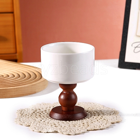 Column Porcelain Candle Holder with Wood Base PW-WGFF535-01-1