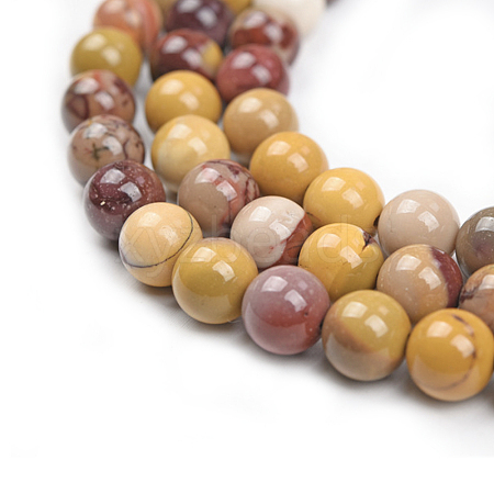 Natural Mookaite Round Beads Strands G-O047-12-8mm-1