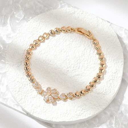 Brass Micro Pave Cubic Zirconia Link Chain Bracelets KK-R217-48G-1