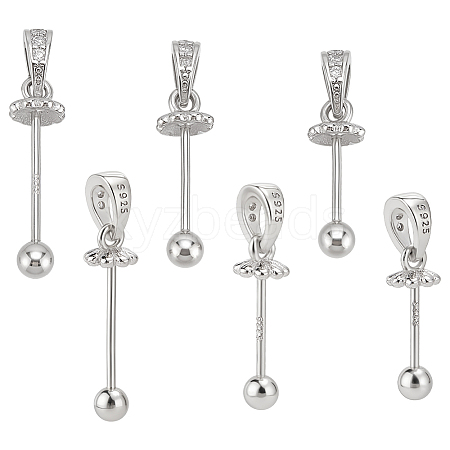 3Pcs 3 Style 925 Sterling Silver Rhinestone Pendant Bails FIND-ME0001-73-1