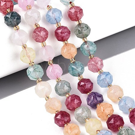 Ombre Effect Dyed Transparent Crackle Glass Beads Strands GLAA-Q111-10MM-M-1