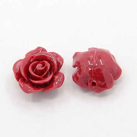 Synthetic Coral 3D Flower Rose Beads CORA-A005-14mm-03-1