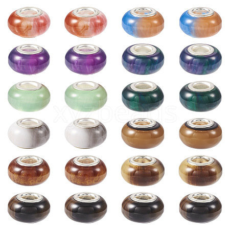 66Pcs 11 Colors Rondelle Resin European Beads RPDL-TA0001-01-1