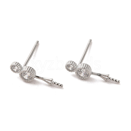 925 Sterling Silver Stud with Cubic Zirconia Earrings Findings STER-Z007-06P-1