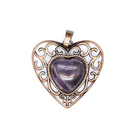 Retro Hollow Natural Amethyst Pendants PW-WGAB5DC-08-1