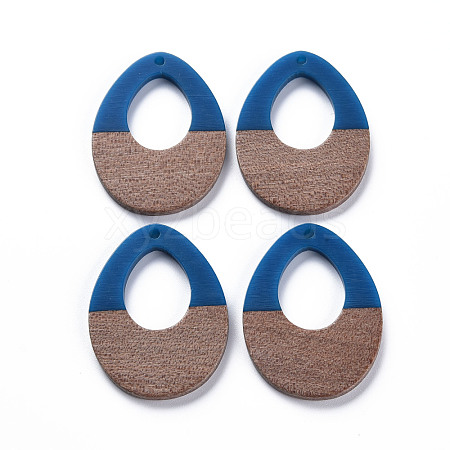 Opaque Resin & Walnut Wood Pendants RESI-T035-37B-1