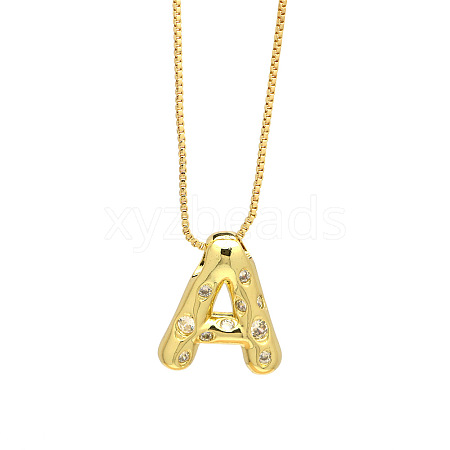 Brass Micro Pave Clear Cubic Zirconia Initial Pendant Necklaces FS-WGF17D9-06-1