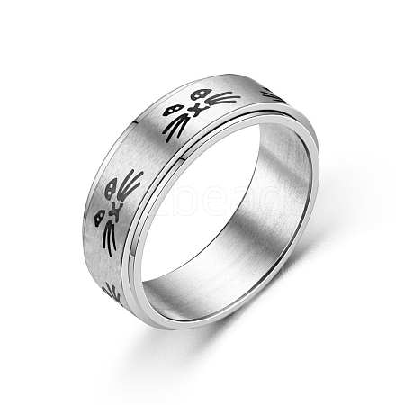 Rotating Titanium Steel Anxiety Relief Rings for Women Men PW-WG4928D-13-1