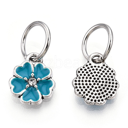 Enamel Style Flower Alloy Rhinestone Charms ENAM-S085-05-1