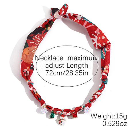 Christmas Snowman Alloy Enamel & Resin & Glass & Plastic Pearl & Rhinestone Tassel Scarf Choker Necklaces FS-WG248CD-12-1