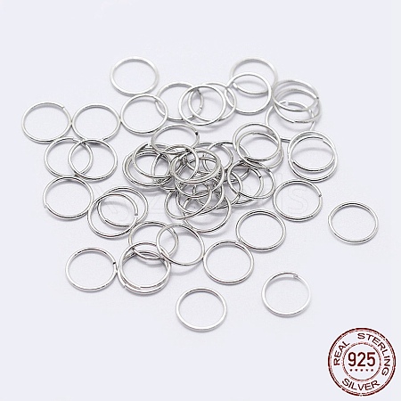 Anti-Tarnish Rhodium Plated 925 Sterling Silver Open Jump Rings STER-F036-02P-1x6mm-1