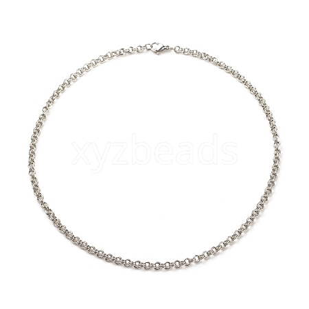 Non-Tarnish 304 Stainless Steel Double Link Rolo Chains Necklace for Women NJEW-JN03892-05-1