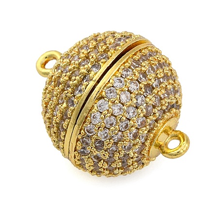 Brass Micro Pave Clear Cubic Zirconia Magnetic Clasps KK-A230-02A-G-1