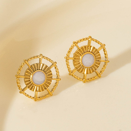 Vintage French Style Stainless Steel Sun Stud Earrings BK1028-2-1