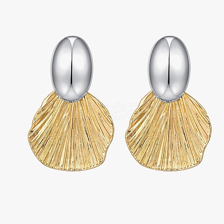 Two Tone Brass Dangle Stud Earrings FS-WGF18BB-01-1