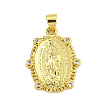 Religion Theme Rack Plating Brass Micro Pave Cubic Zirconia Pendants KK-C074-40G-01-1