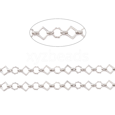 Non-Tarnish 304 Stainless Steel Rhombus & Sun Link Chain CHS-F017-09P-1