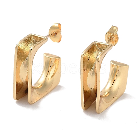 Brass Twist Rectangle Stud Earrings EJEW-M239-06G-1