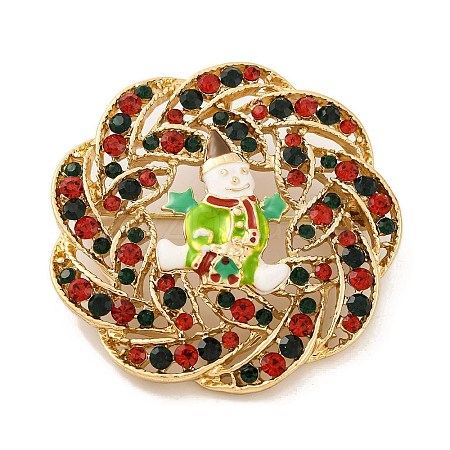 Christmas Theme Santa Flower Enamel Pins JEWB-M043-13G-05-1