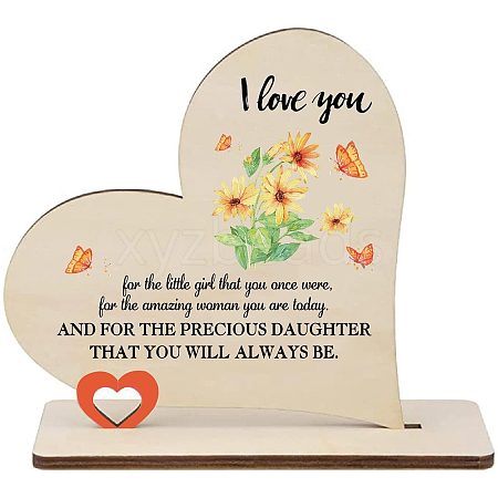 Wooden Heart Table Decorations DJEW-WH0017-009-1