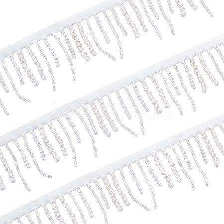 2 Yards Plastic Imitation Pearl & Polyester Beaded Trim Garland Strand OCOR-CY0004-08-1