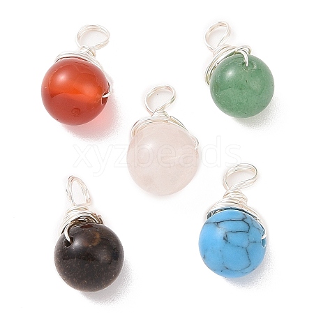 Natural Mixed Stone Pendants PALLOY-JF02102-01-1