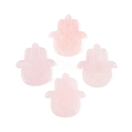 Natural Rose Quartz Hamsa Hand with Eye Figurines DJEW-N003-04I-1