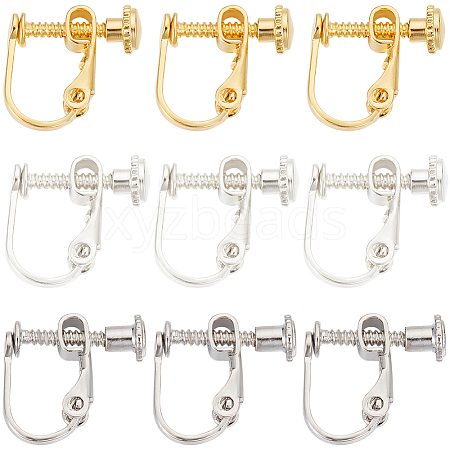 SUNNYCLUE 30Pcs 3 Colors Brass Screw On Clip-on Earring Findings KK-SC0004-74-1