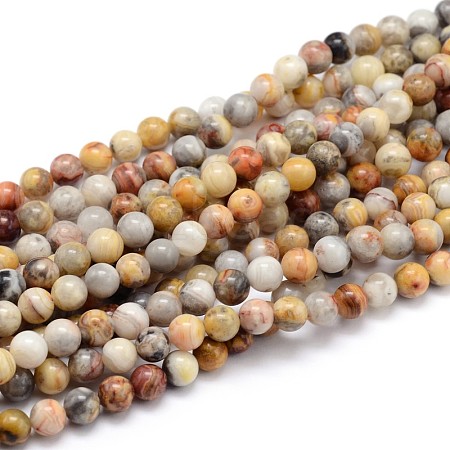 Natural Gemstone Round Bead Strands G-J303-10-6mm-1