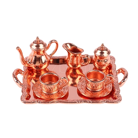 Dollhouse Simulation Mini Alloy Pattern Tea Set Model Ornament PW-WG90939-03-1