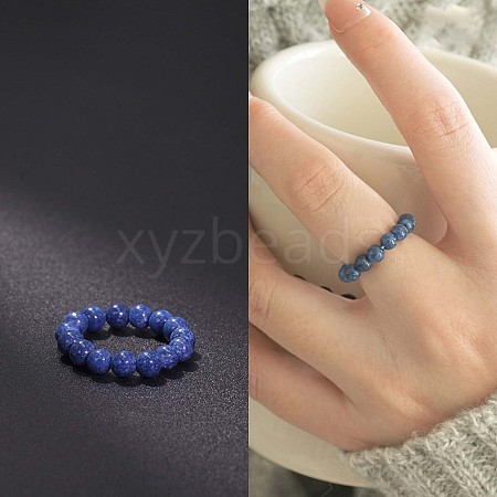 Synthetic Blue Goldstone Stretchy Finger Rings FS-WG01730-16-1