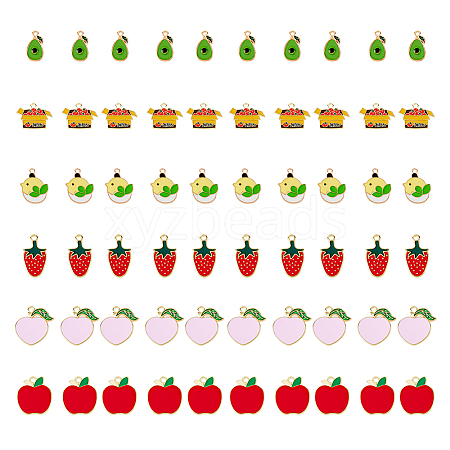 60Pcs 6 Style Alloy Enamel Pendants FIND-DC0002-37-1