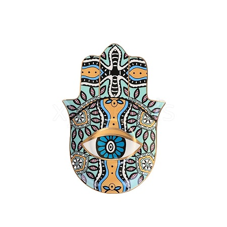 Hamsa Hand/Hand of Miriam with Evil Eye Ceramic Jewelry Plate WG72491-01-1