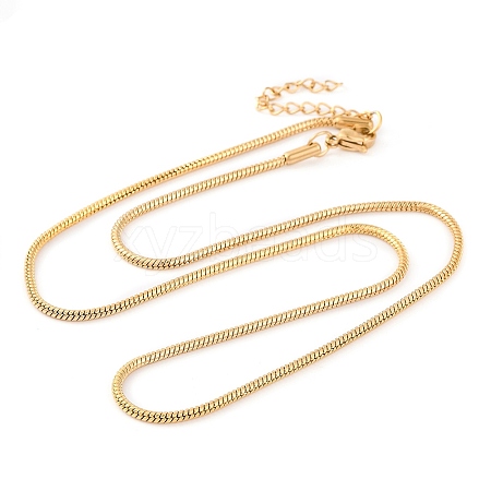 304 Stainless Steel Round Snake Chain Necklaces for Women NJEW-G140-06D-G-1