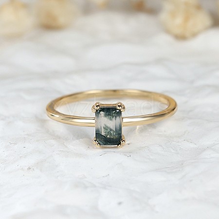 Brass and Moss Agate Finger Rings for Women FS-WGD1EDF-03-1