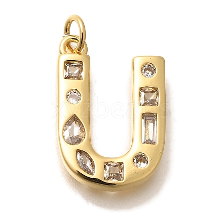 Brass Micro Pave Clear Cubic Zirconia Pendants KK-G521-01G-U-1