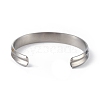 304 Stainless Steel Grooved Open Cuff Bangle for Women BJEW-P294-01P-2