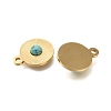 Ion Plating(IP) 304 Stainless Steel Pave Dyed Synthetic Turquoise Flat Round Charms STAS-Q335-17G-2