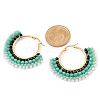 304 Stainless Steel & Bohemian Beaded Fan Hoop Earrings for Women EJEW-R001-01G-03-3